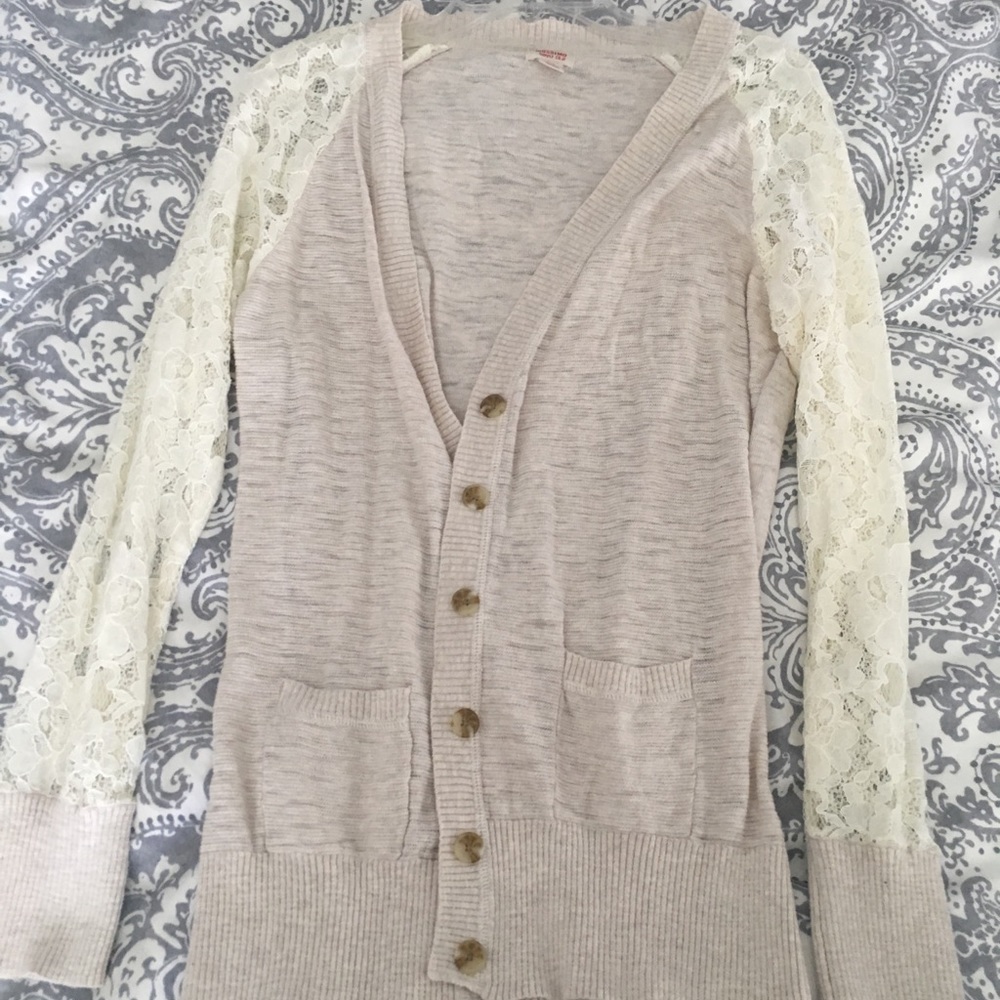 Mossimo Cream & Lace Cardigan